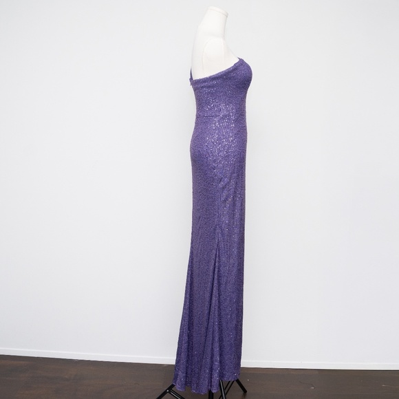 Le Femme Sequin One Shoulder Gown - Picture 4 of 13